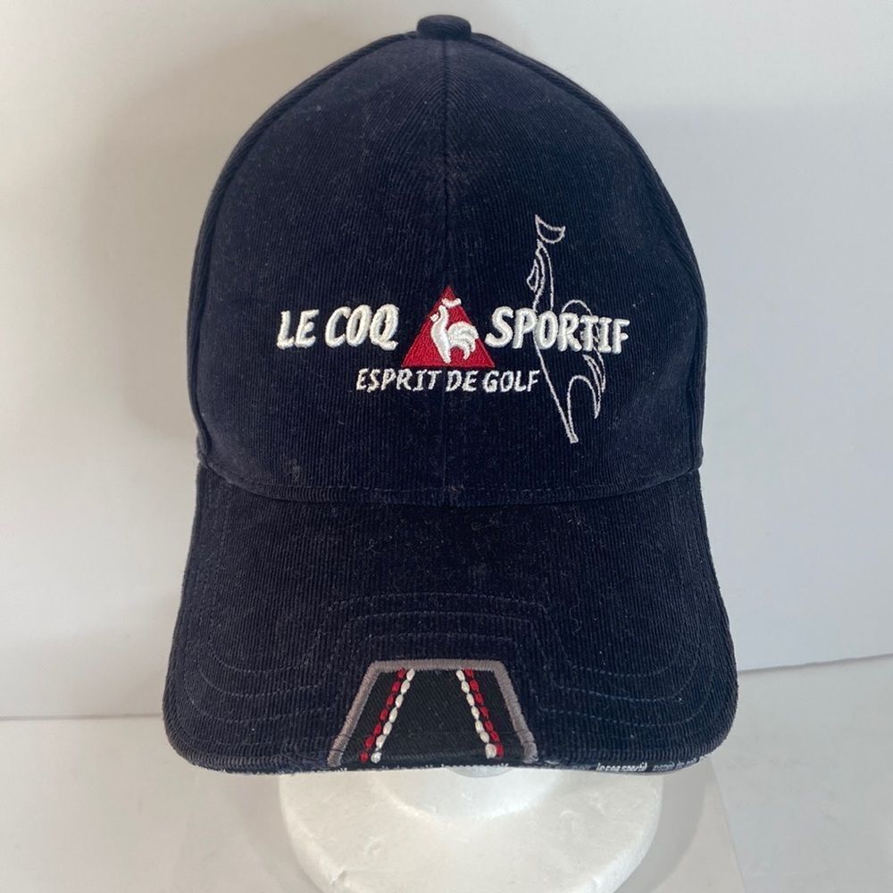 Le Coq Sportif  Esprit De Golf Black Corduroy Embroidered W/Flaps Hat, Size-M/L